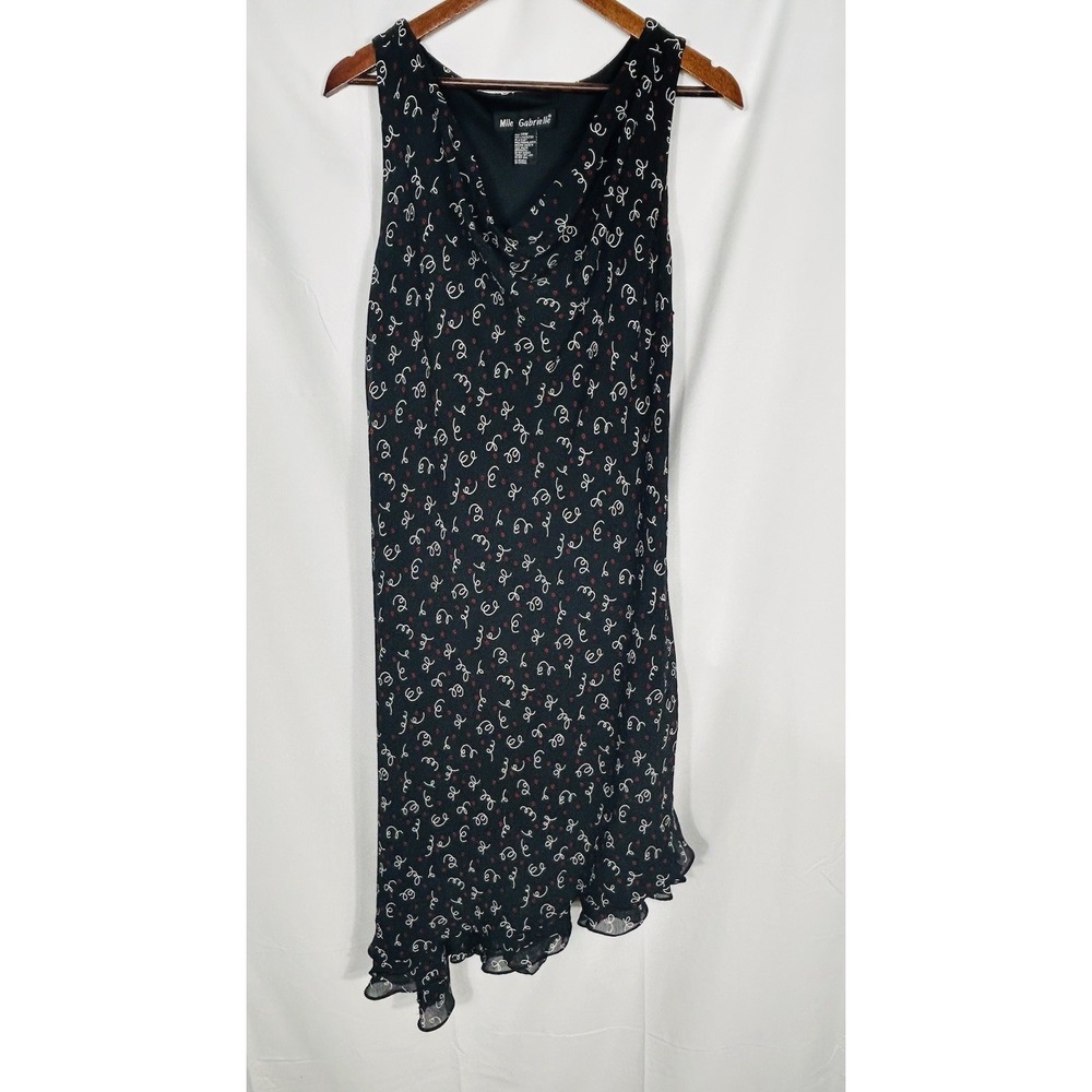 Vintage Women Cowl Neck Asymmetrical Whimsigoth Midi Dress Size 14W Fairy Grunge
